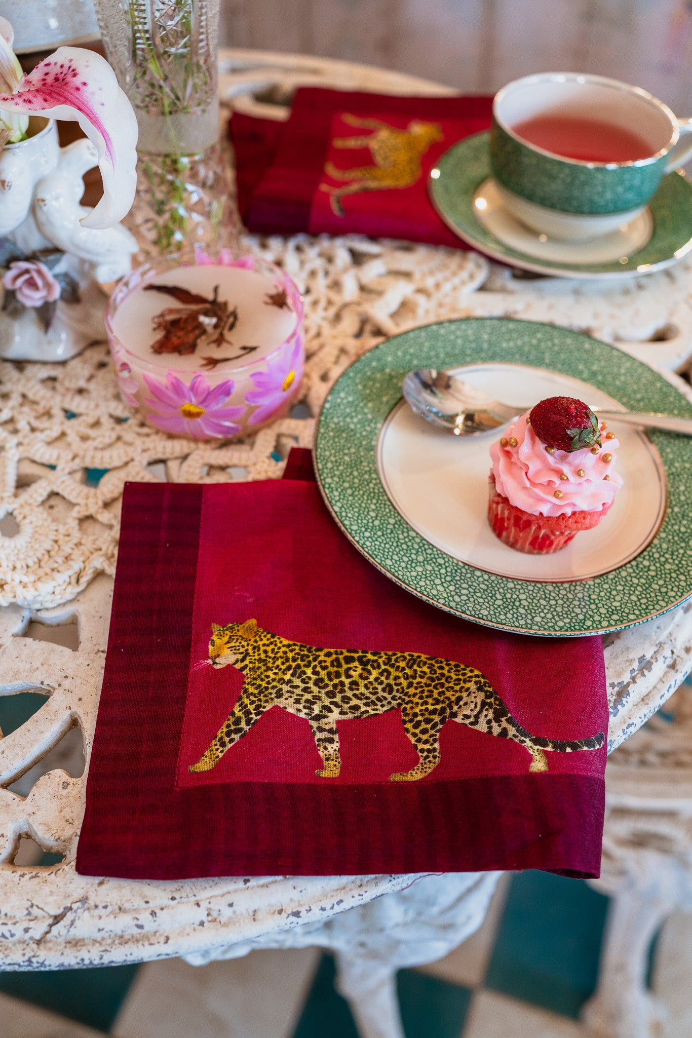 Striped Leopard cocktail napkins (set of 6)