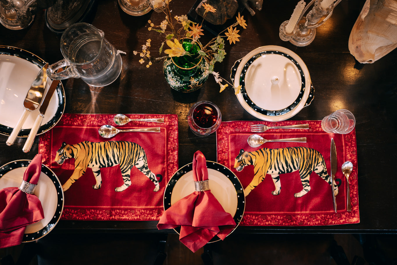 Table mats with intricate hand embroidered borders (set of 6)