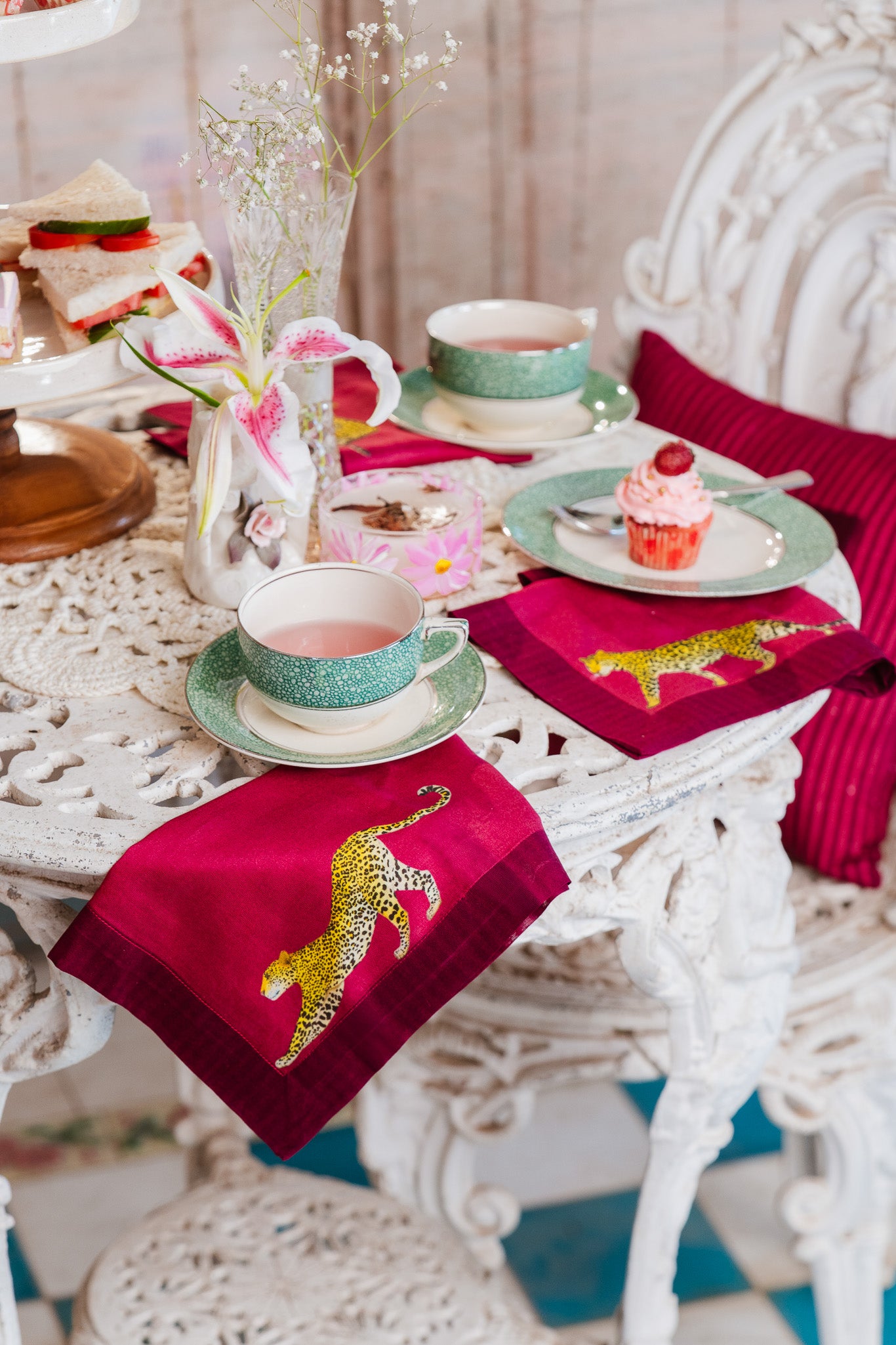 Striped Leopard cocktail napkins (set of 6)