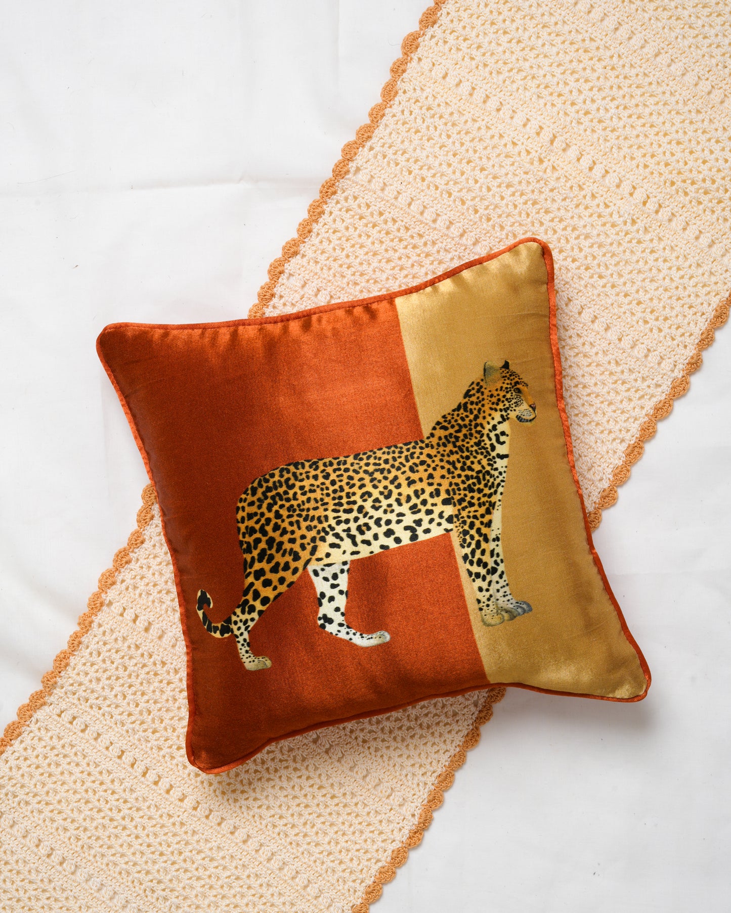 Solid striped Leopard cushion cover