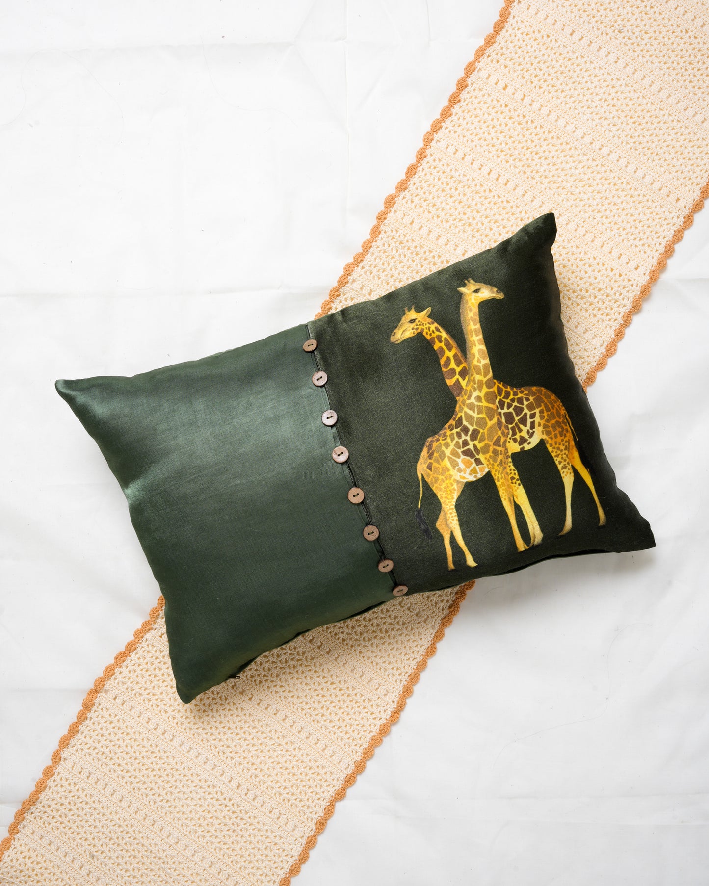 Buttoned Giraffe cushion cover