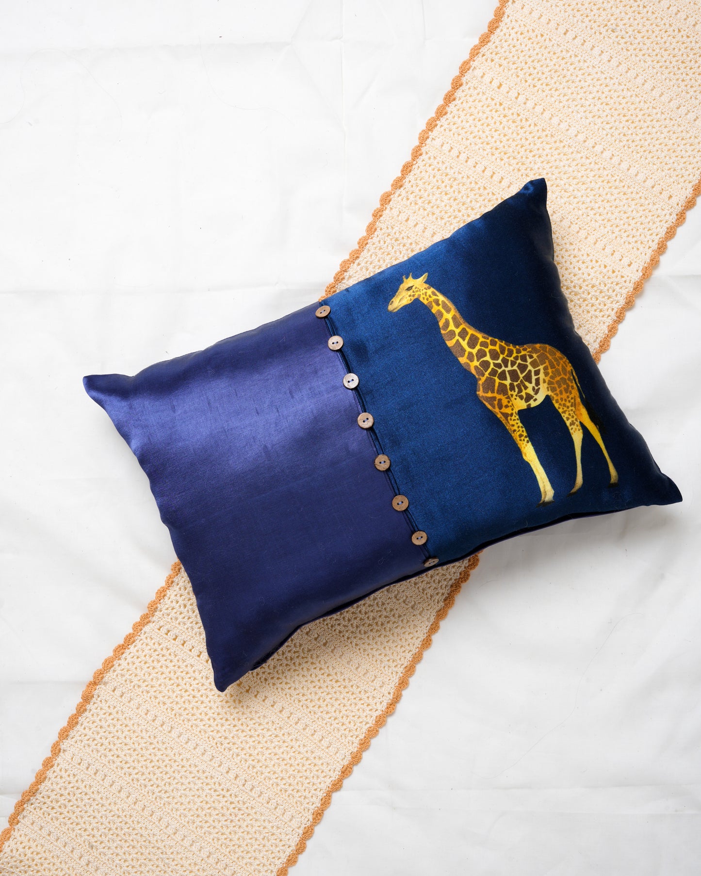 Buttoned Giraffe cushion cover