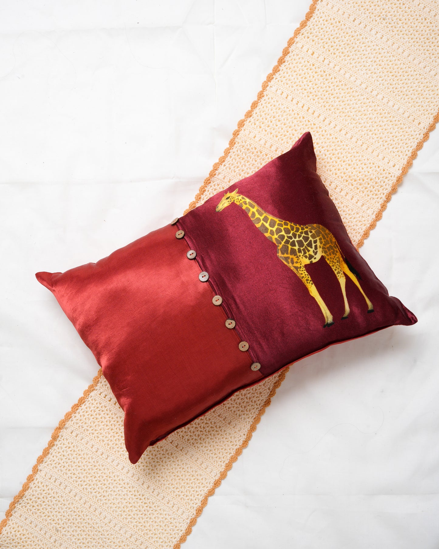 Buttoned Giraffe cushion cover