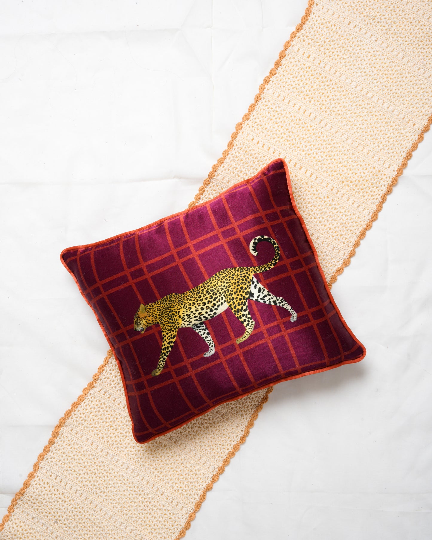 Checkered Leopard cushion cover