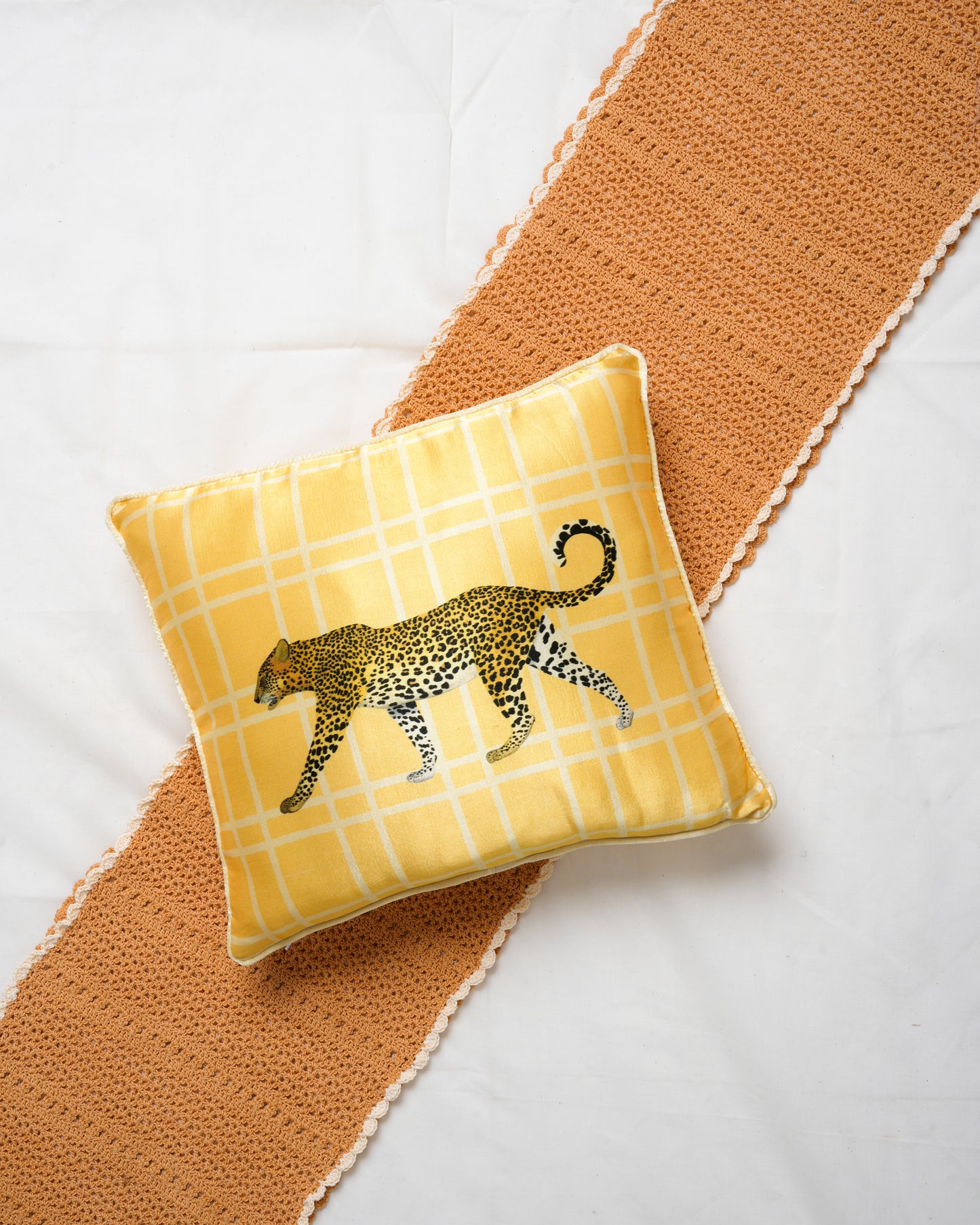 Checkered Leopard cushion cover