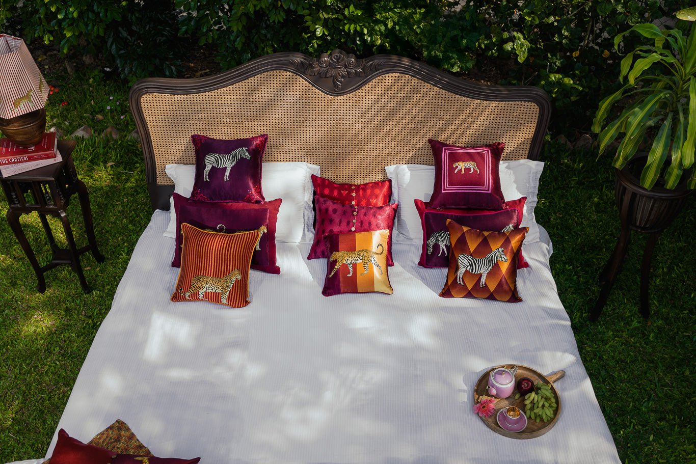 Tiger printed patch cushion cover