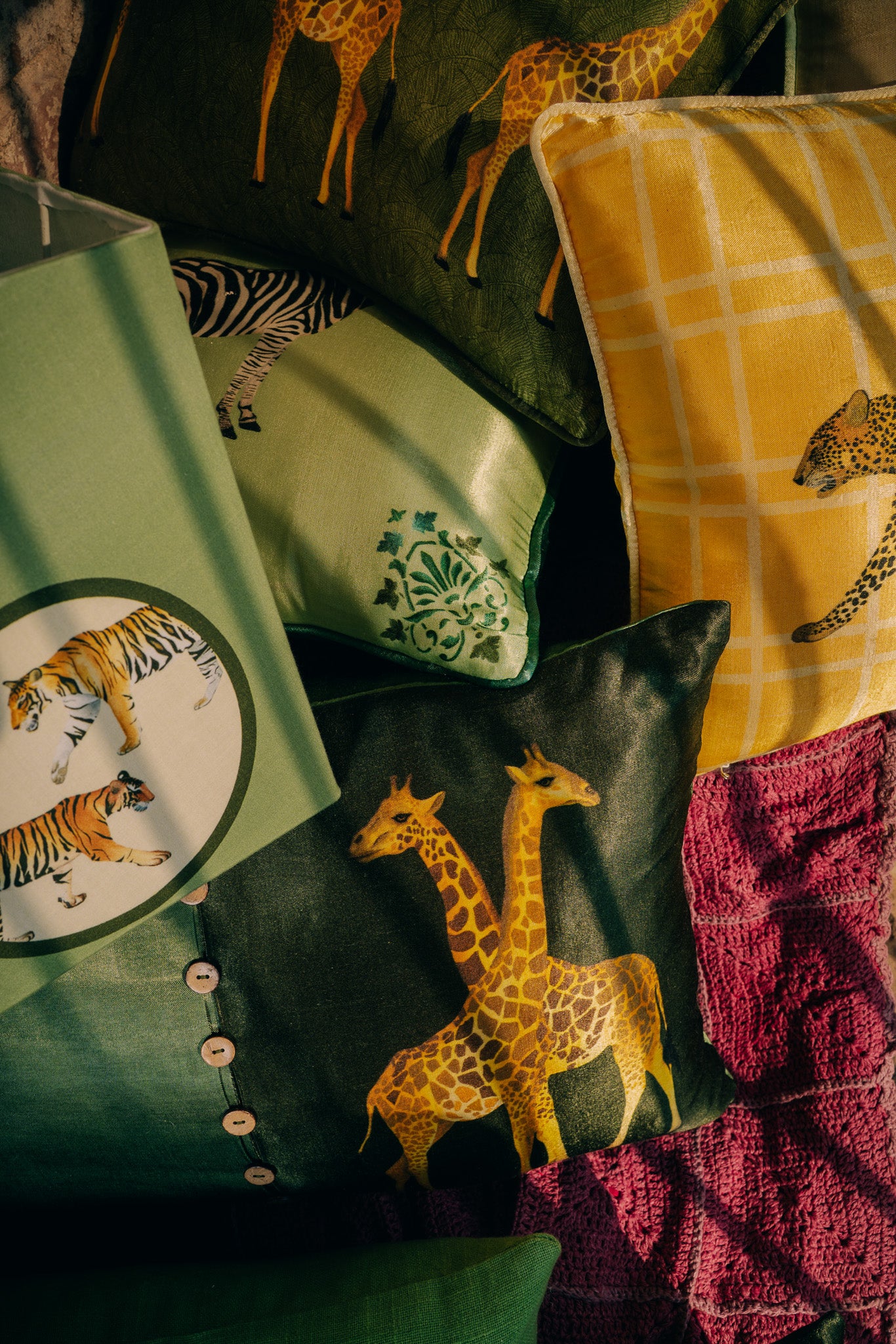 Buttoned Giraffe cushion cover