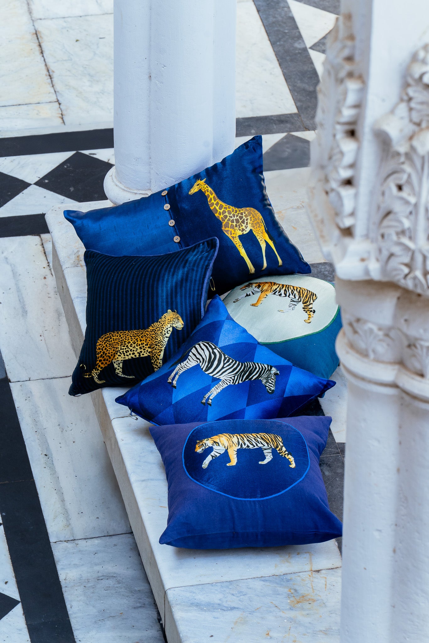 Buttoned Giraffe cushion cover