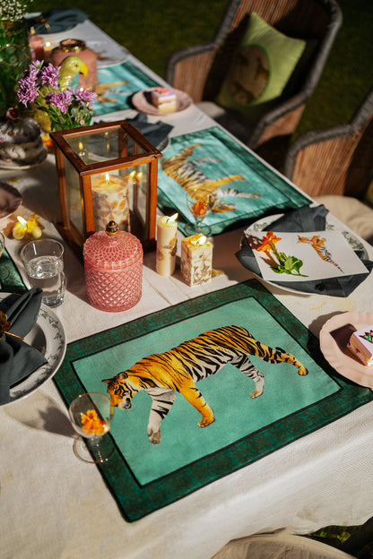 Table mats with intricate hand embroidered borders (set of 6)