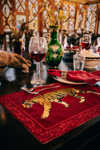 Table mats with intricate hand embroidered borders (set of 6)