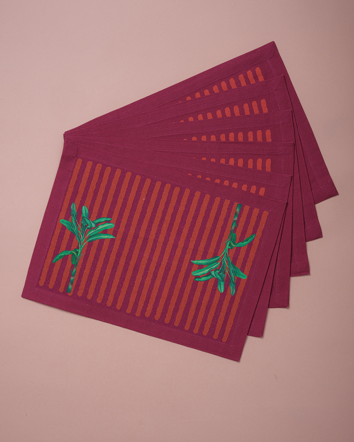 Floral Print on Stripes Table mat (set of 6)