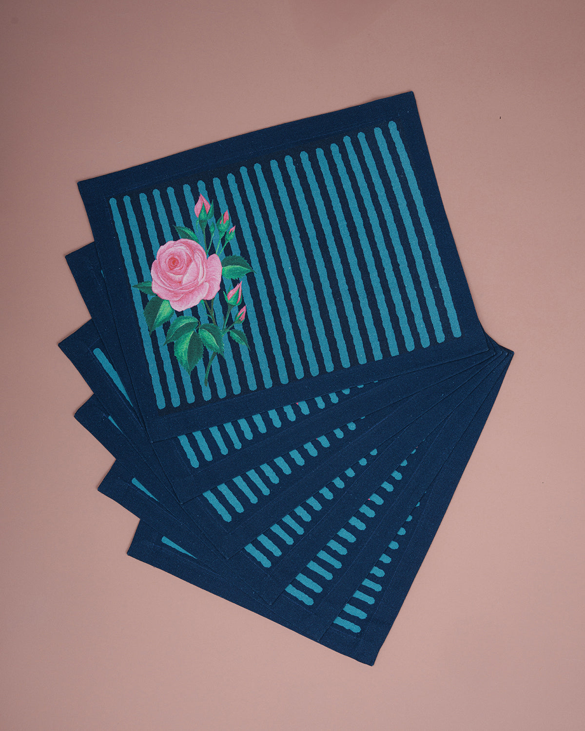Floral Print on Stripes Table mat (set of 6)