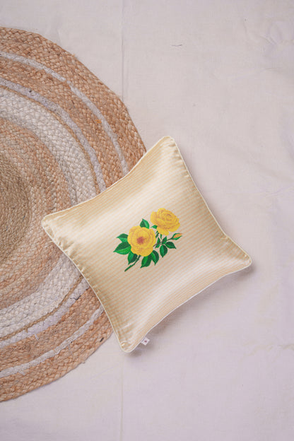 Blooms on Stripes cushion cover