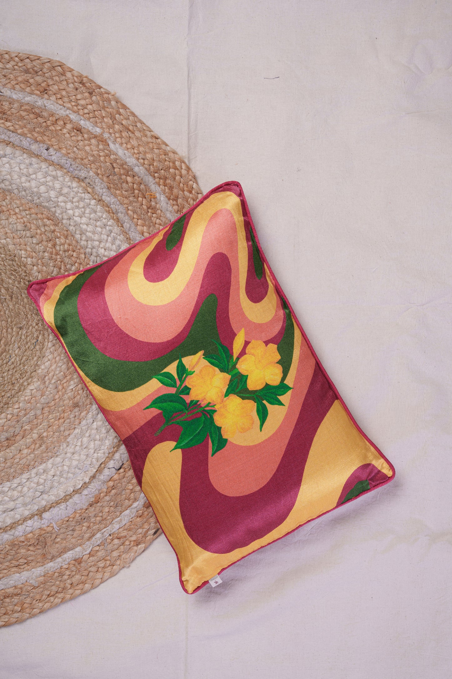 Printed motifs on Vertical Waves cushion covers