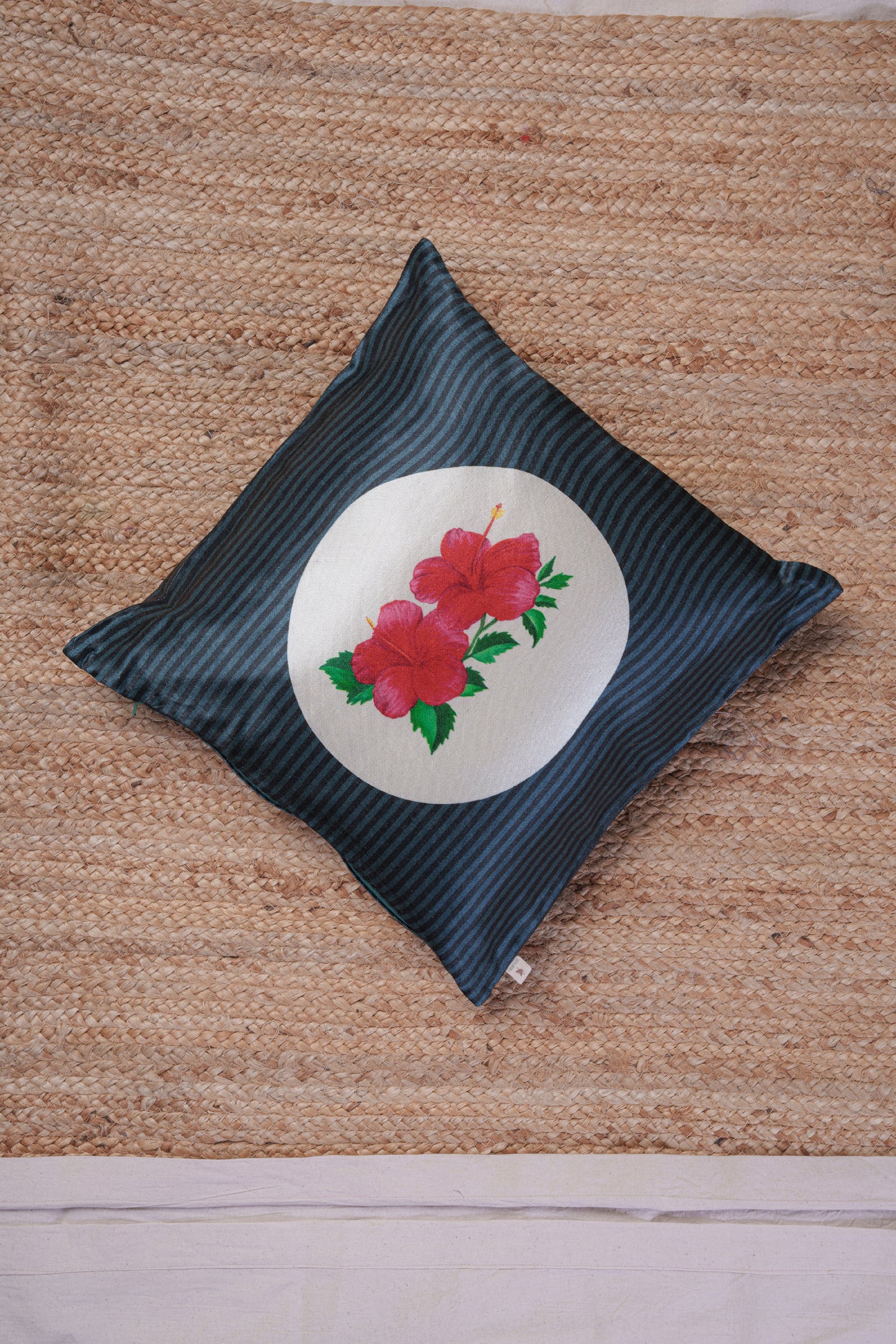 Floral Round Patch on Stripes