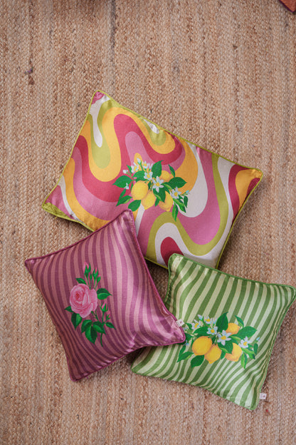 Printed motifs on Vertical Waves cushion covers