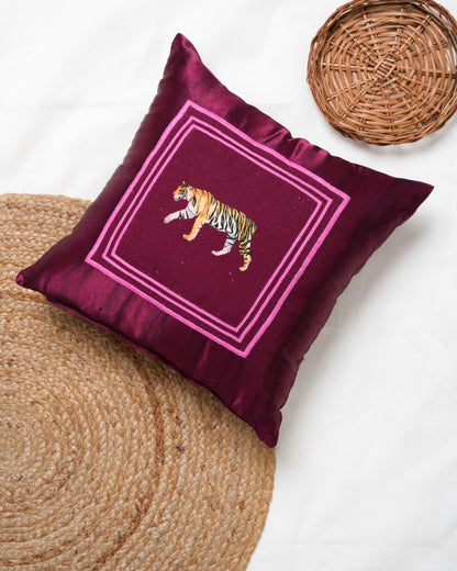 Tiger printed patch cushion cover