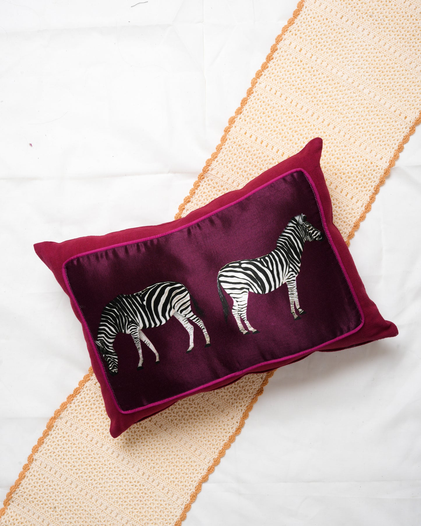 Mashru patch cushion cover