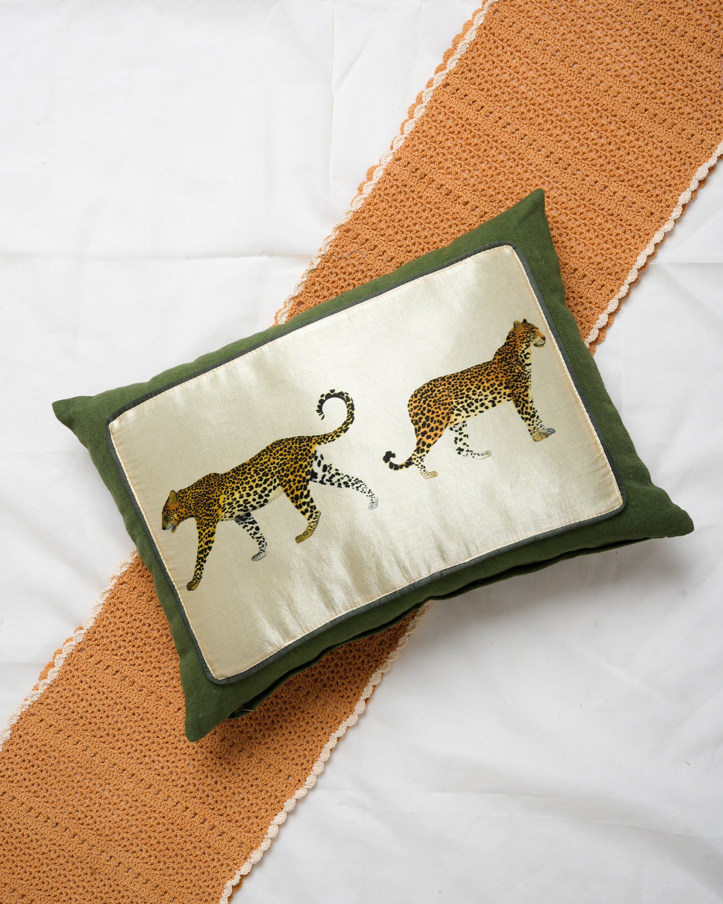 Mashru patch cushion cover