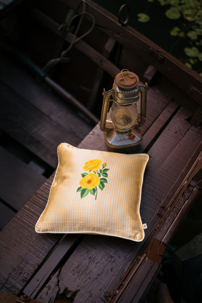 Blooms on Stripes cushion cover