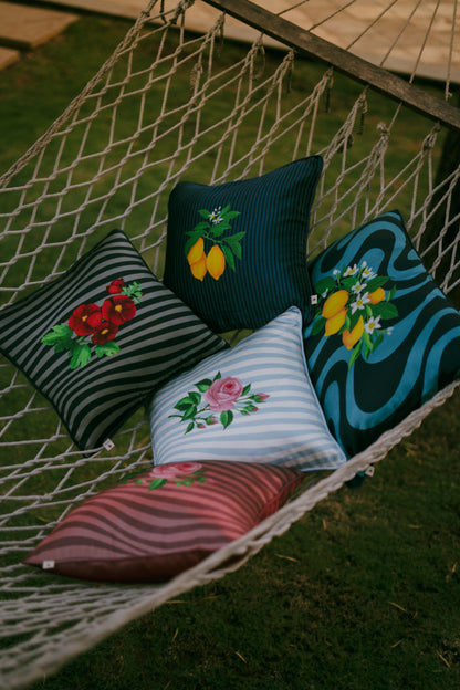 Printed motifs on Vertical Waves cushion cover