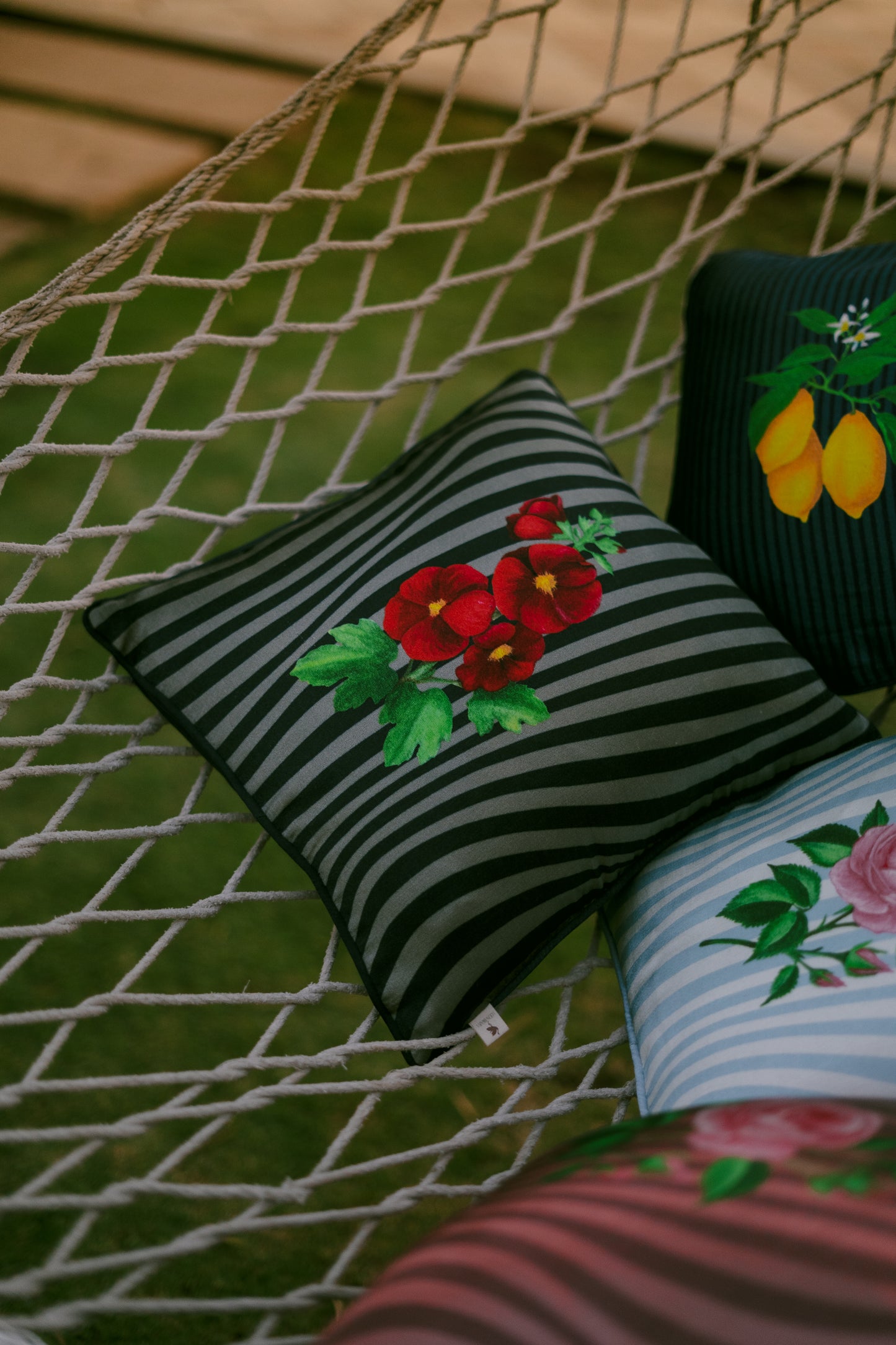 Printed motifs on Vertical Waves cushion cover