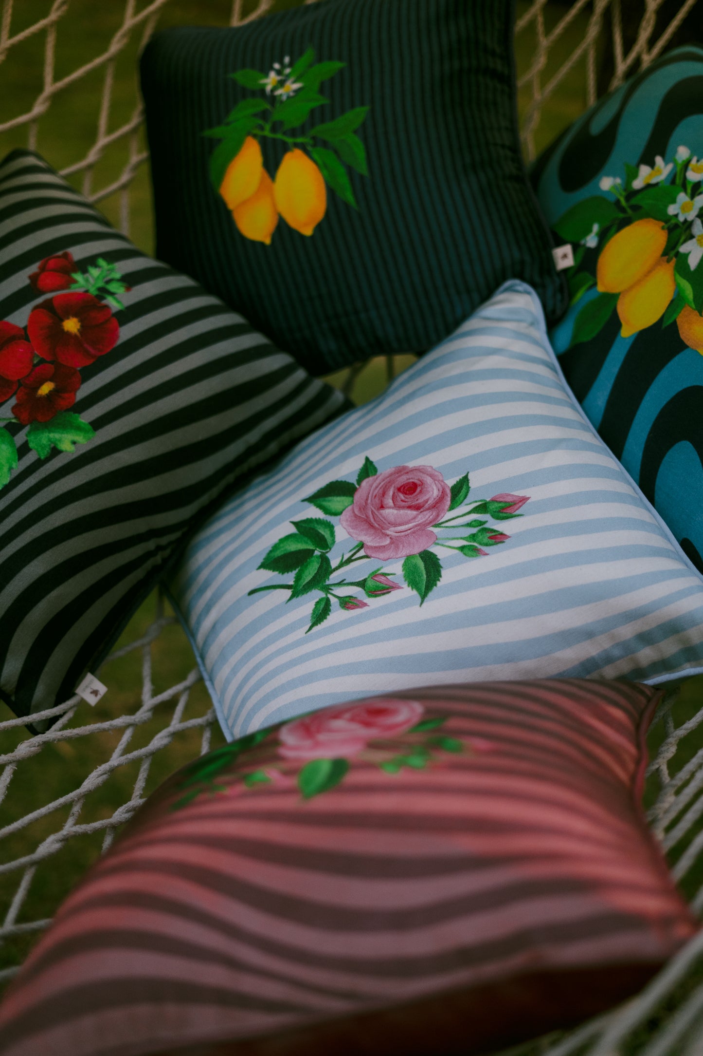 Printed motifs on Vertical Waves cushion cover
